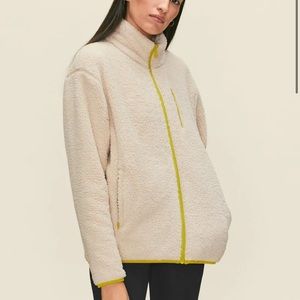 Cream Recycled Full-Zip Fleece in Cream